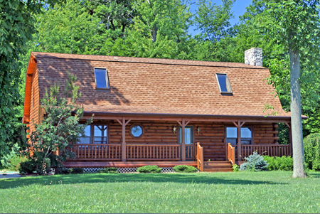 Orange Log House Front View — Log Homes in  Wauseon, OH