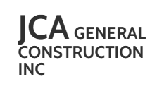 JCA General Construction Inc. logo with dark text on a white background.