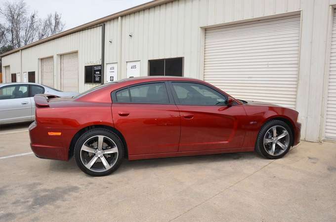Tint Window  Car Shop — Tint Window of a Red Car in Lewisville, Texas