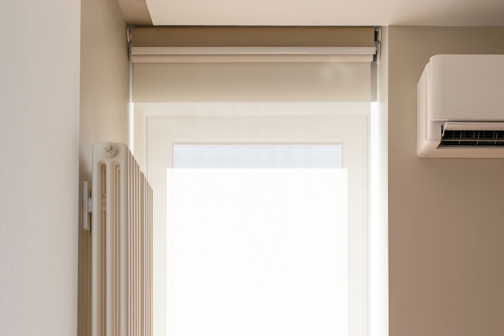  A motorized modern window shade on a window