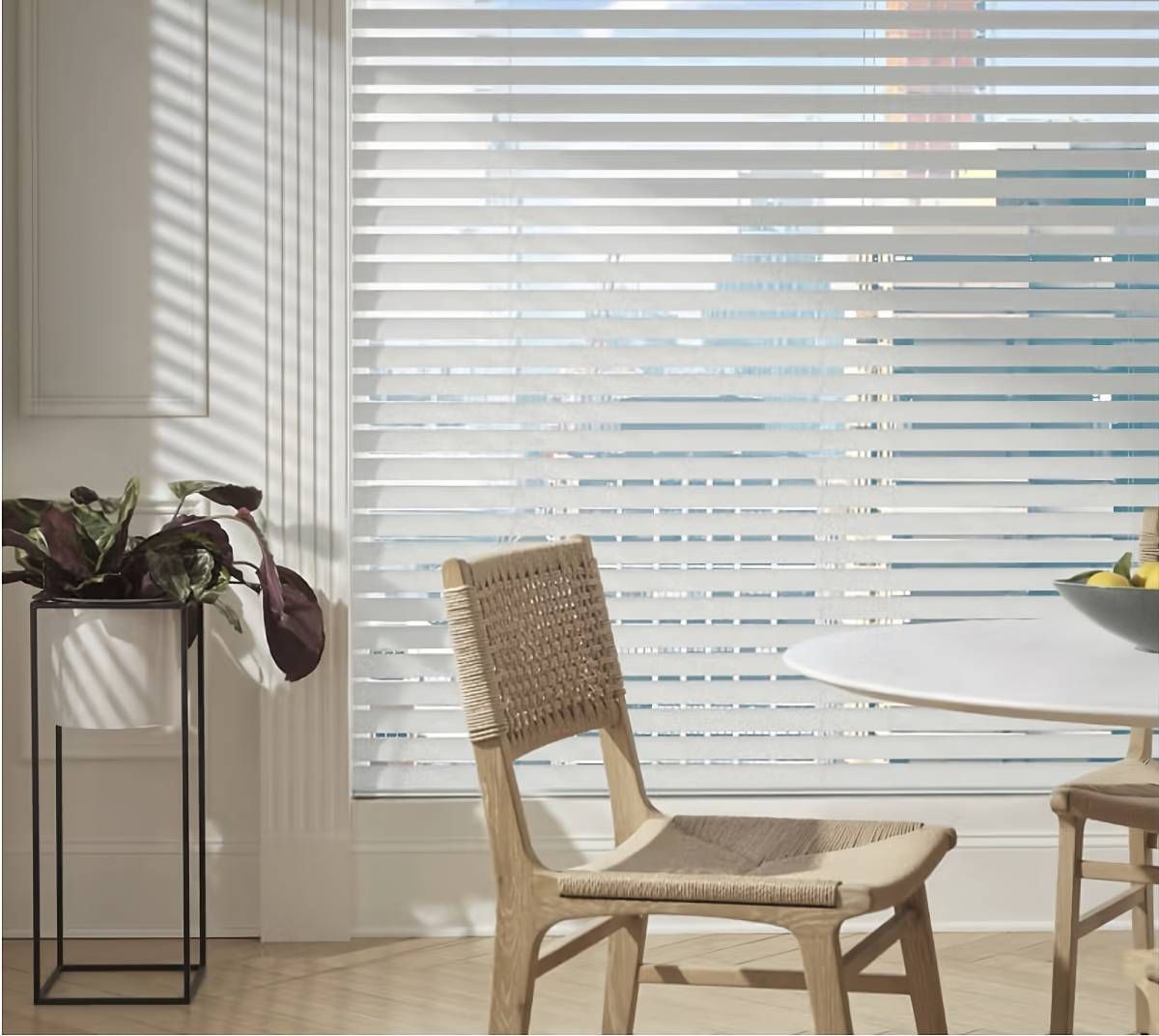 Hunter Douglas Aria™ Soft Blinds in a dining room near Greenville, South Carolina (SC)