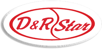 Logo with text "D&R Star" inside a red oval, white background.