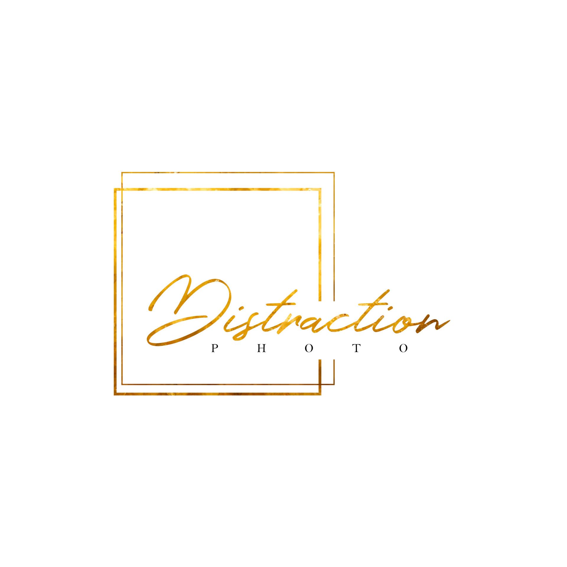 The word distraction is written in gold on a white background.