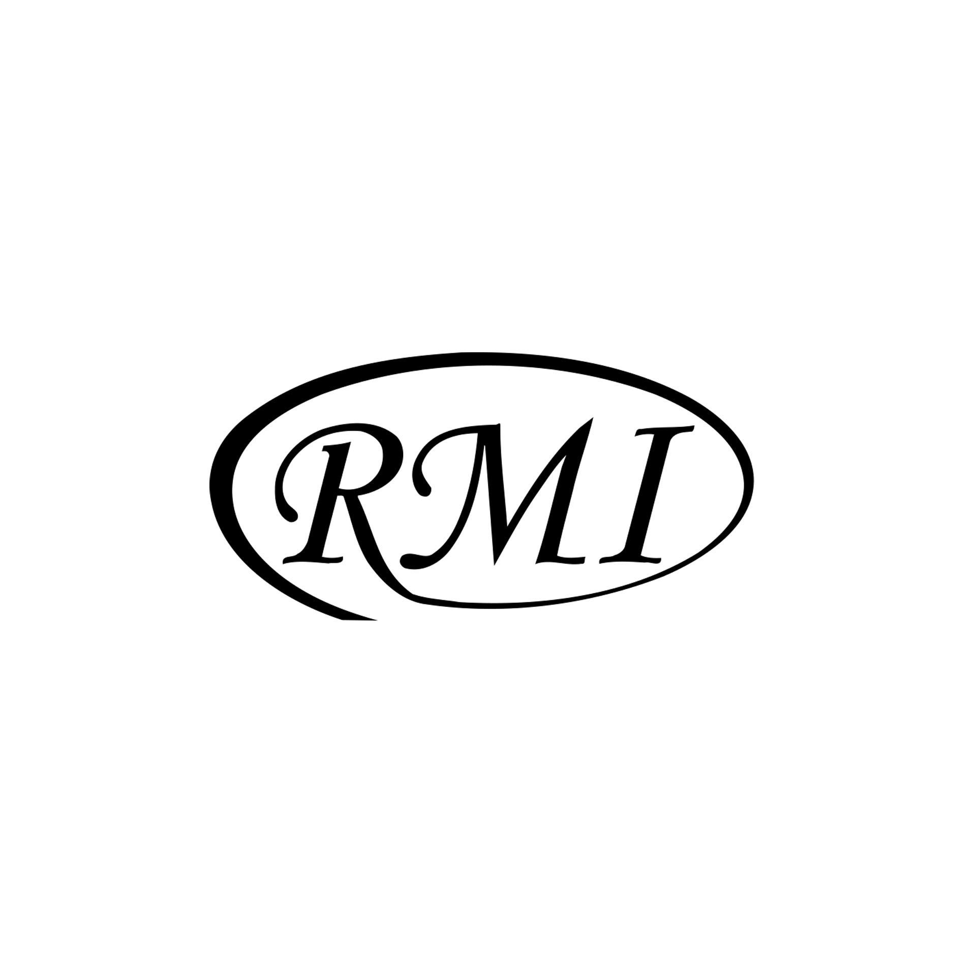 A black and white logo for rmd on a white background.