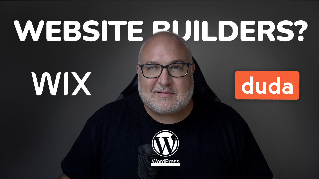 Thumbnail image that talks about our comparison of website builder, Duda, WordPress, and Wix.