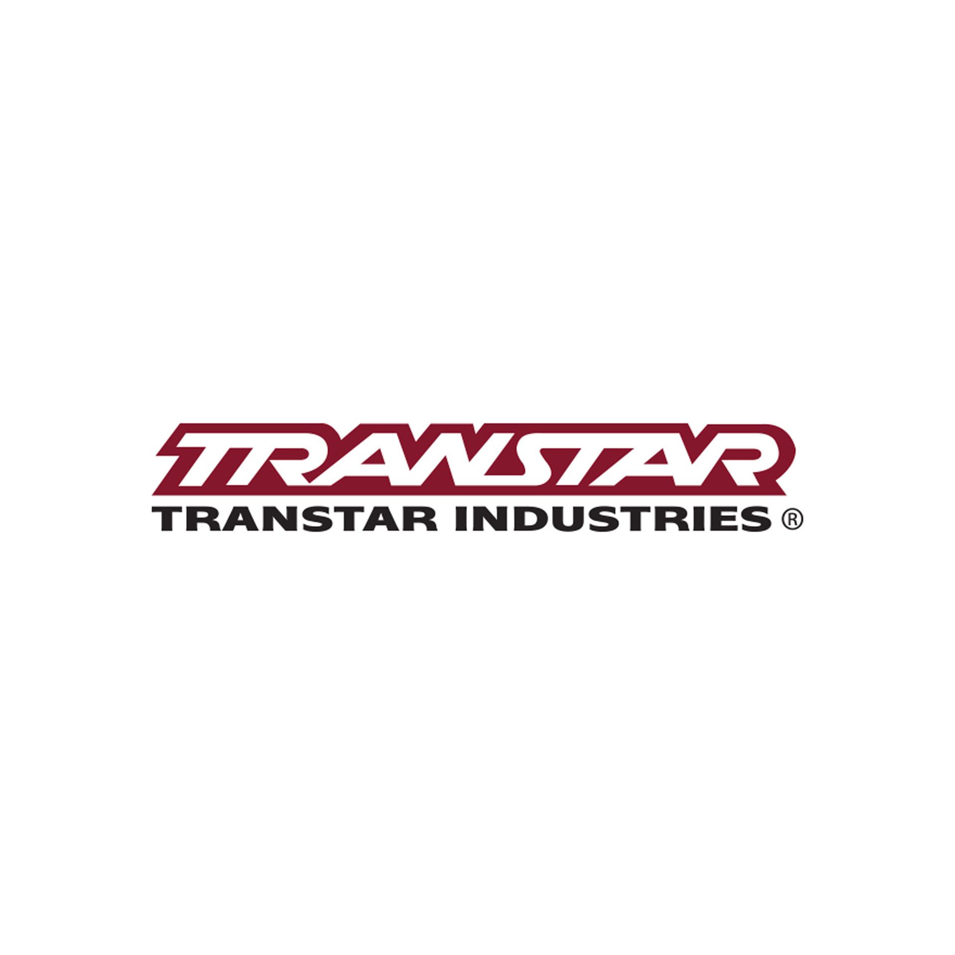 The logo for transstar industries is red and black on a white background.