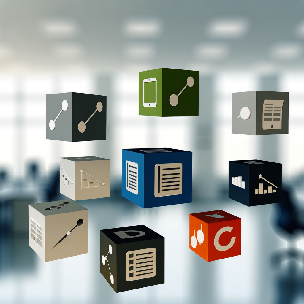 Un tas de cubes avec différentes icônes dessus