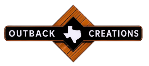 A logo for outback creations with a texas state on it