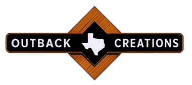 A logo for outback creations with a texas state on it