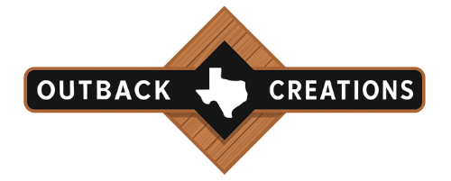 A logo for outback creations with a texas state on it