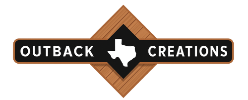 A logo for outback creations with a texas state on it