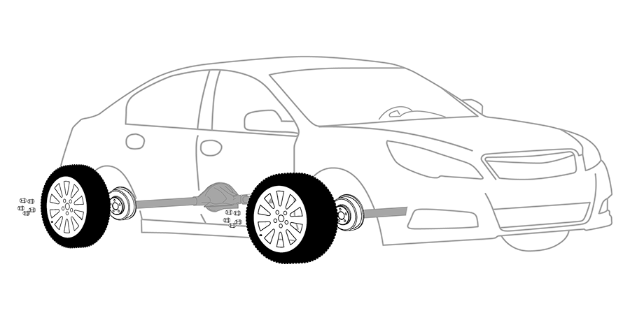 A black and white drawing of a car with two tires.