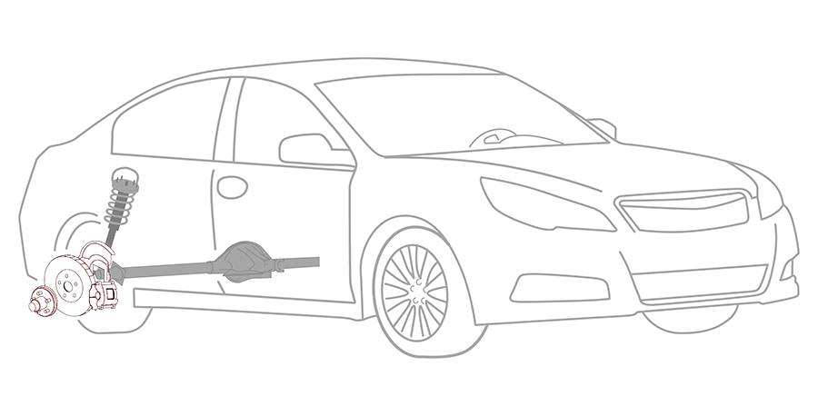 A black and white drawing of a car with a suspension system.