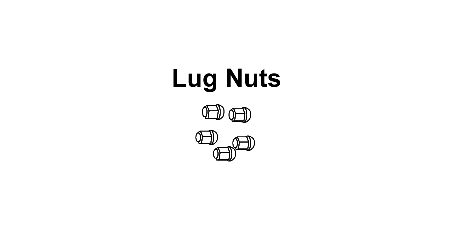 A black and white drawing of lug nuts on a white background.