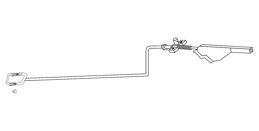 A black and white drawing of a wire with a hook on a white background.