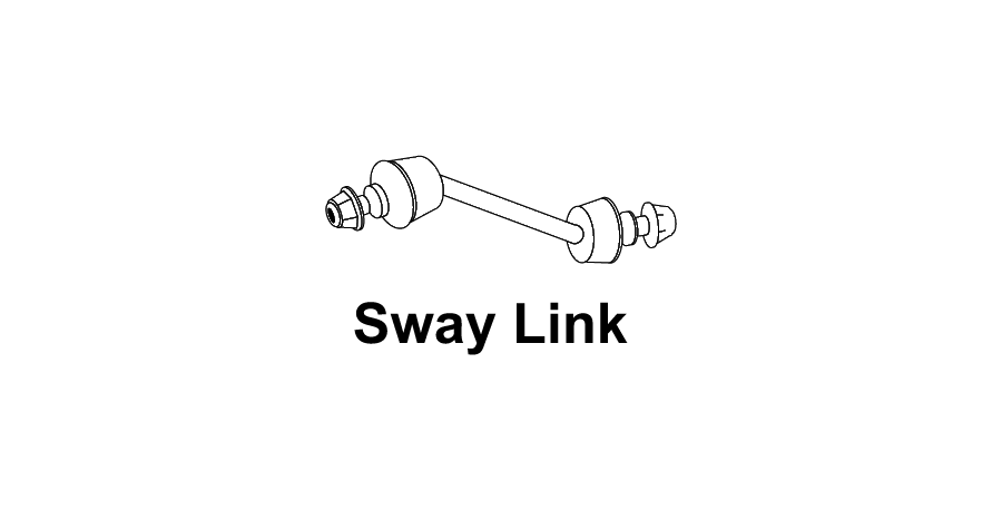 A black and white drawing of a sway link on a white background.