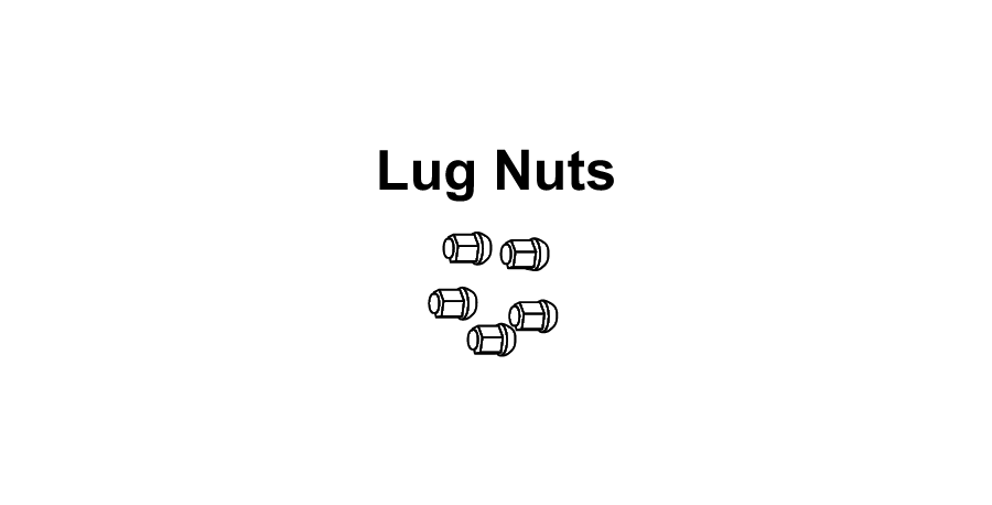 A black and white drawing of lug nuts on a white background.