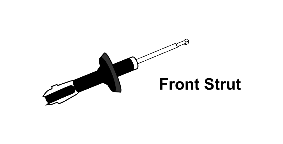 A black and white drawing of a front strut on a white background.