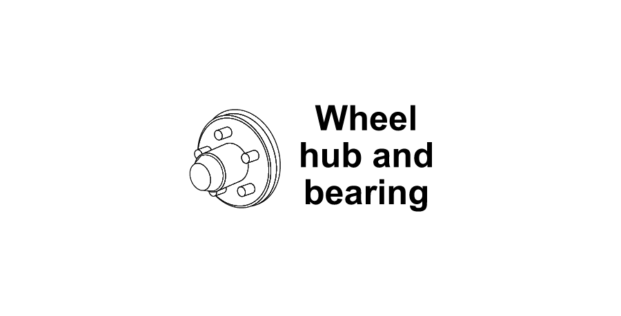A black and white drawing of a wheel hub and bearing.