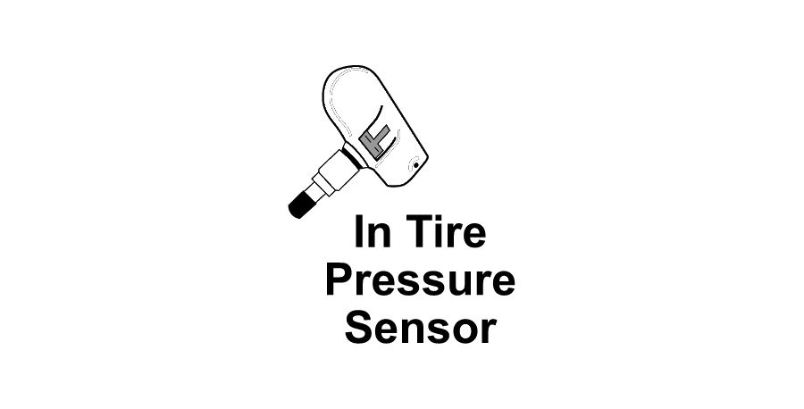 A black and white drawing of a tire pressure sensor.