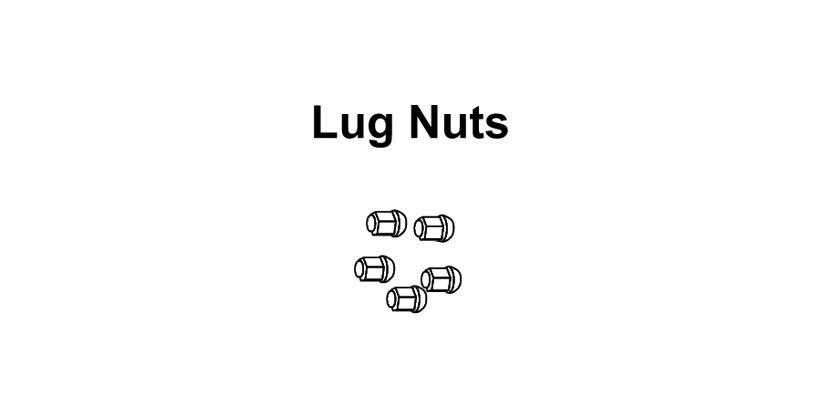 A black and white drawing of lug nuts on a white background.