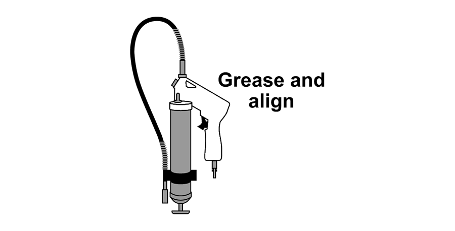 A black and white drawing of a grease and align tool.