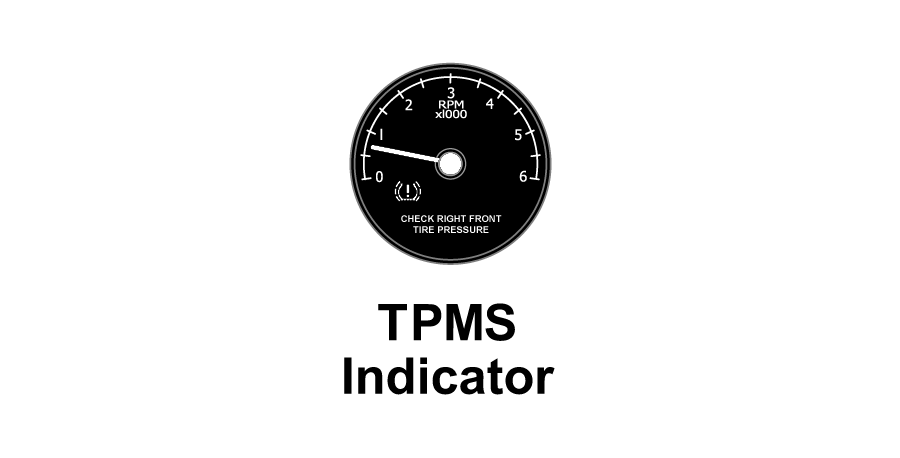 A black and white tpms indicator on a white background.