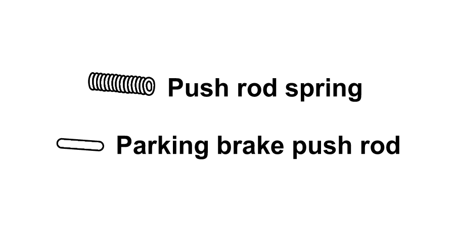 A diagram of a push rod spring and a parking brake push rod.