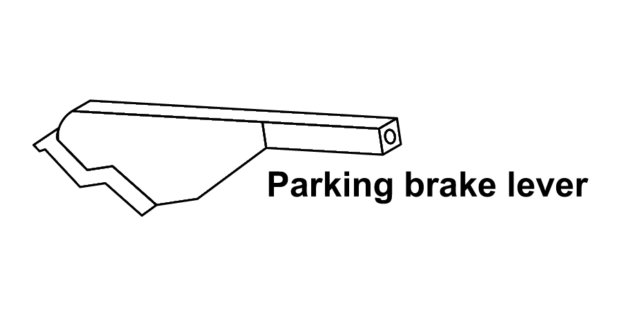 A black and white drawing of a parking brake lever.
