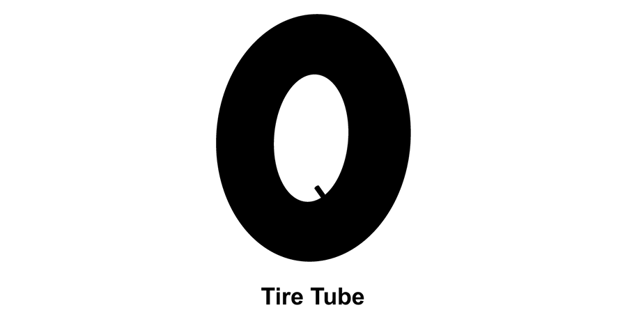 A silhouette of a tire tube with the word tire tube below it.