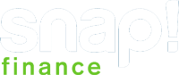 A logo for snap finance with green letters on a white background.