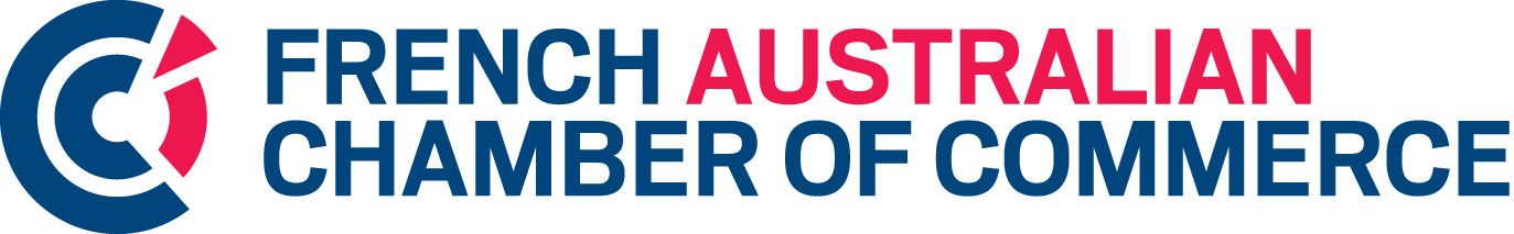 Logo for the French Australian Chamber of Commerce. Features a blue and red design and text.