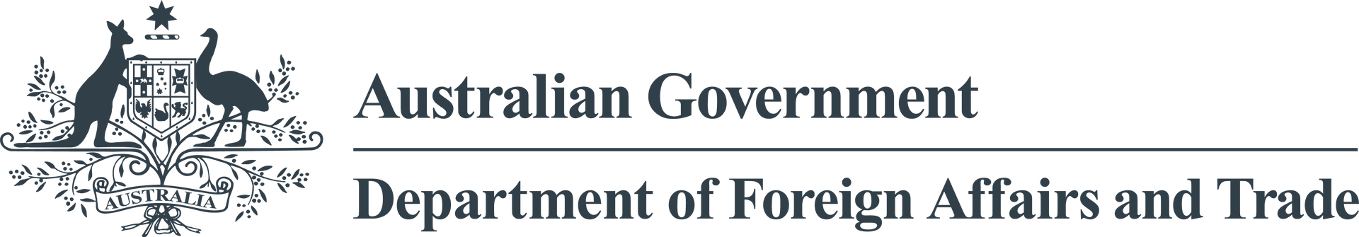 Australian Government Department of Foreign Affairs and Trade logo with kangaroo and emu.