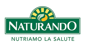 Logo Naturando con testo verde, disegno a raggiera e lo slogan 