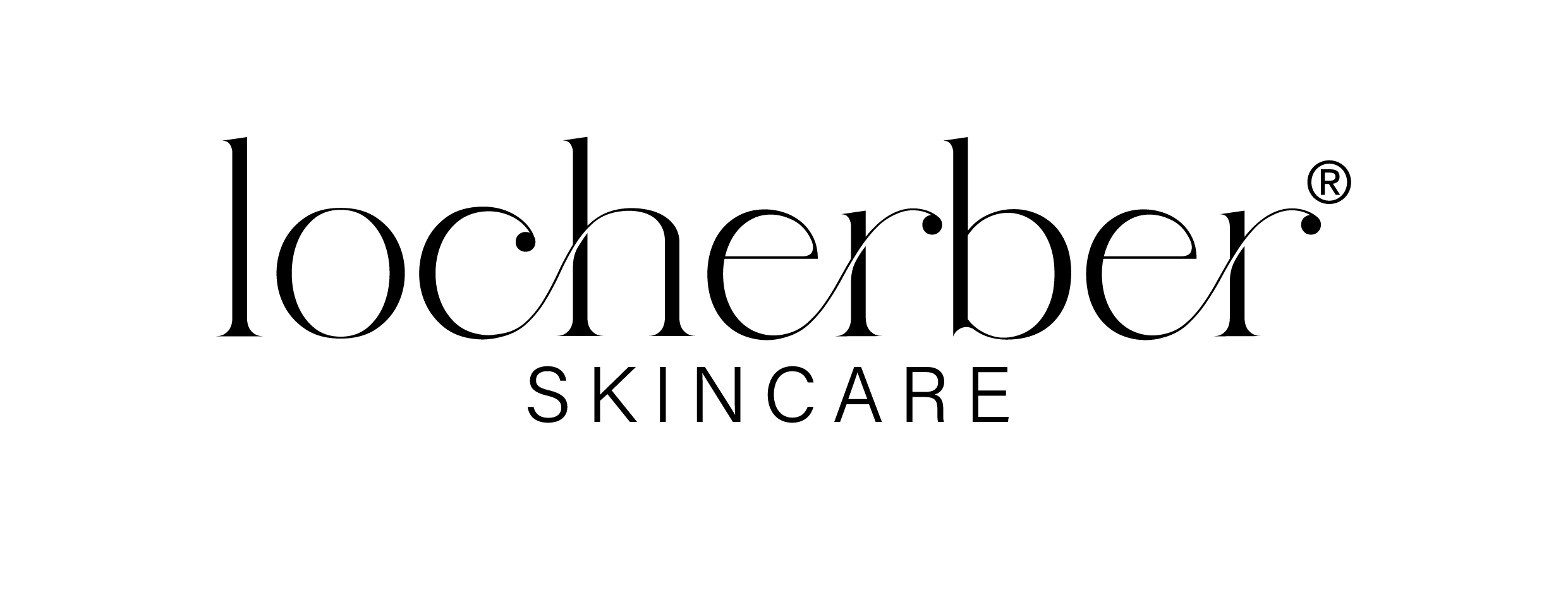 Il logo di Locherber Skincare, con testo in un font sofisticato e il simbolo del marchio registrato.