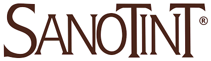 Logo Sanotint in carattere marrone.