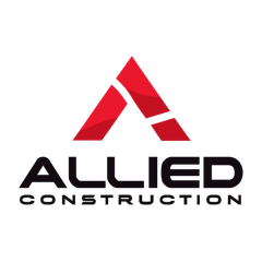 Red stylized "A" logo above text "ALLIED CONSTRUCTION" in black.