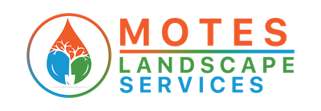 Logo for Motes Landscape Services: a teardrop shape with a tree and shovel, and text "MOTES LANDSCAPE SERVICES".