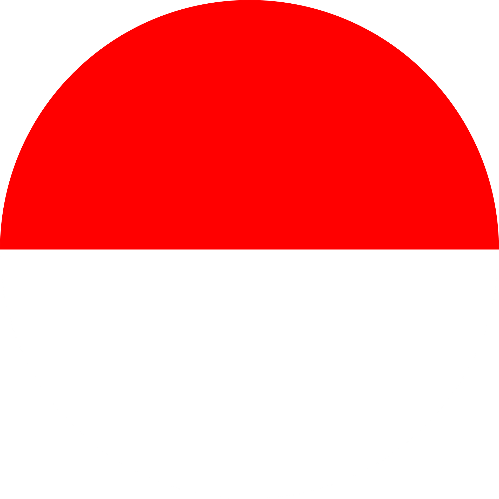 Red semicircle over a white rectangle.