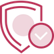 Shield icon with a checkmark, symbolizing security and approval.