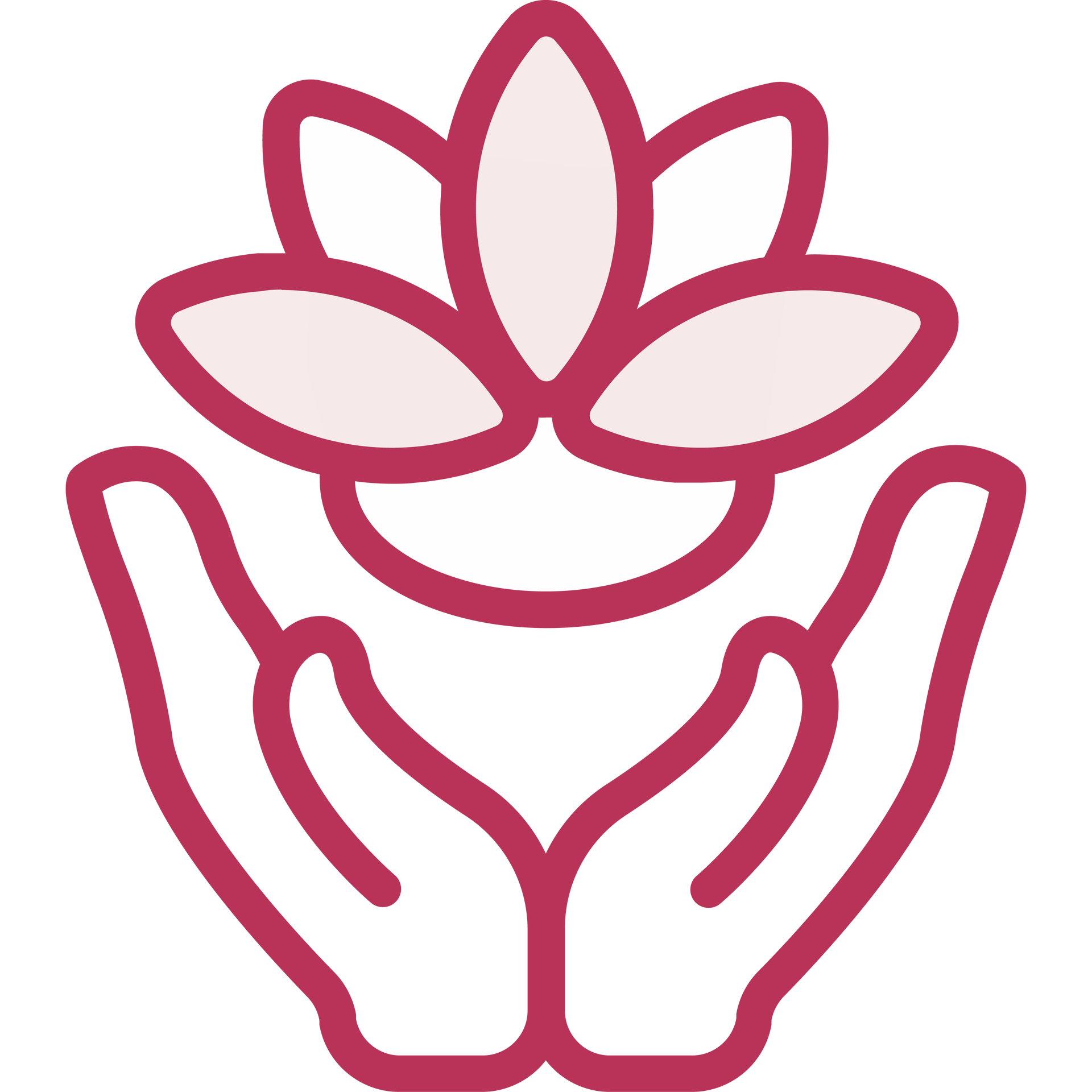 Two hands cupping a lotus flower in shades of pink.