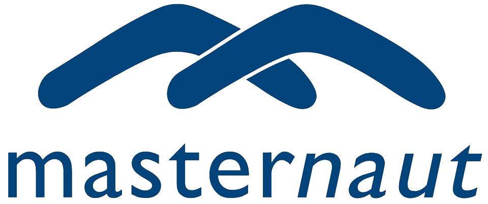 Masternaut logo with blue stylised motif and lowercase text