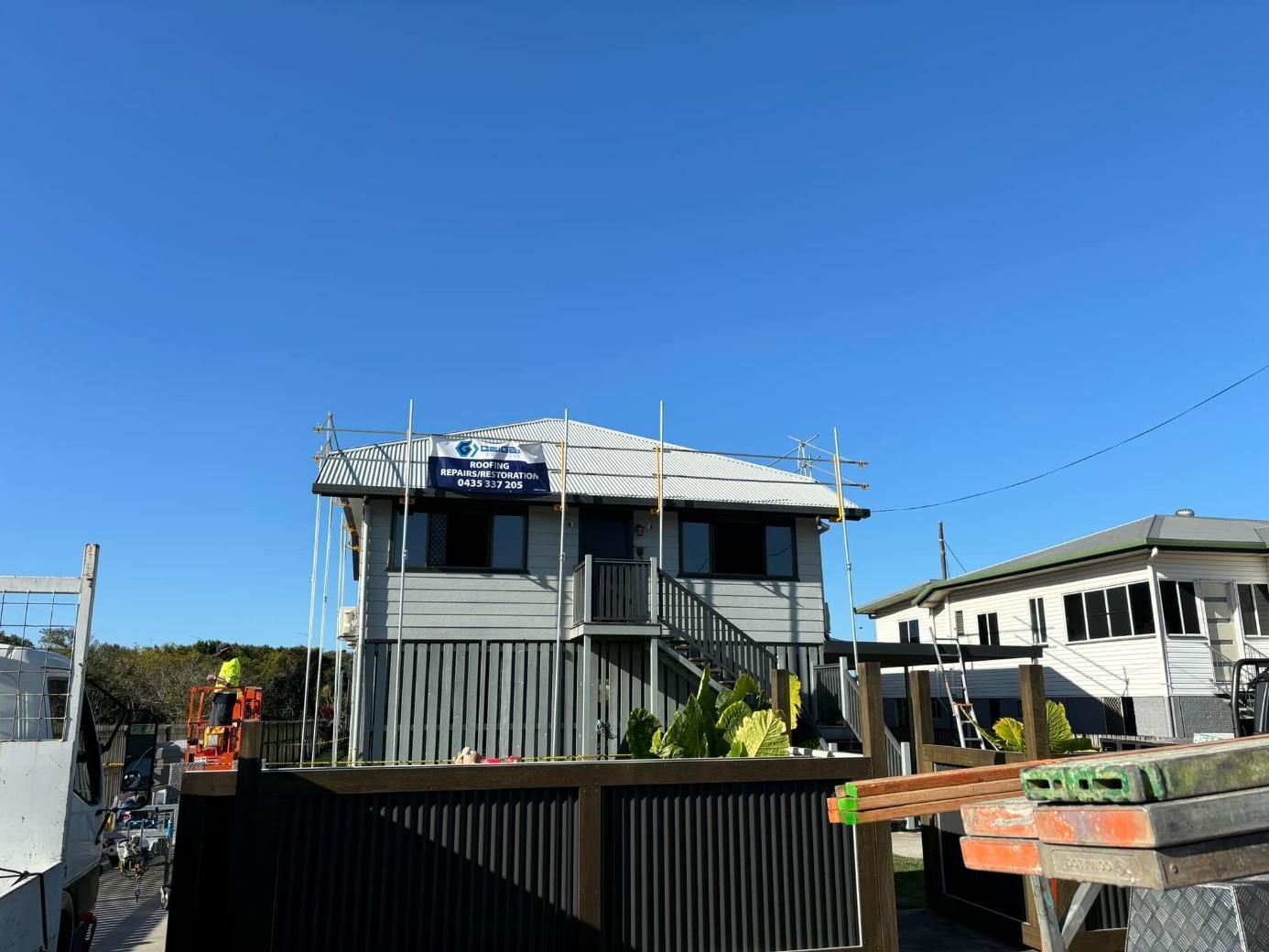 A House is Being Built With Scaffolding on the Roof — Geiger Solutions In Emerald, QLD