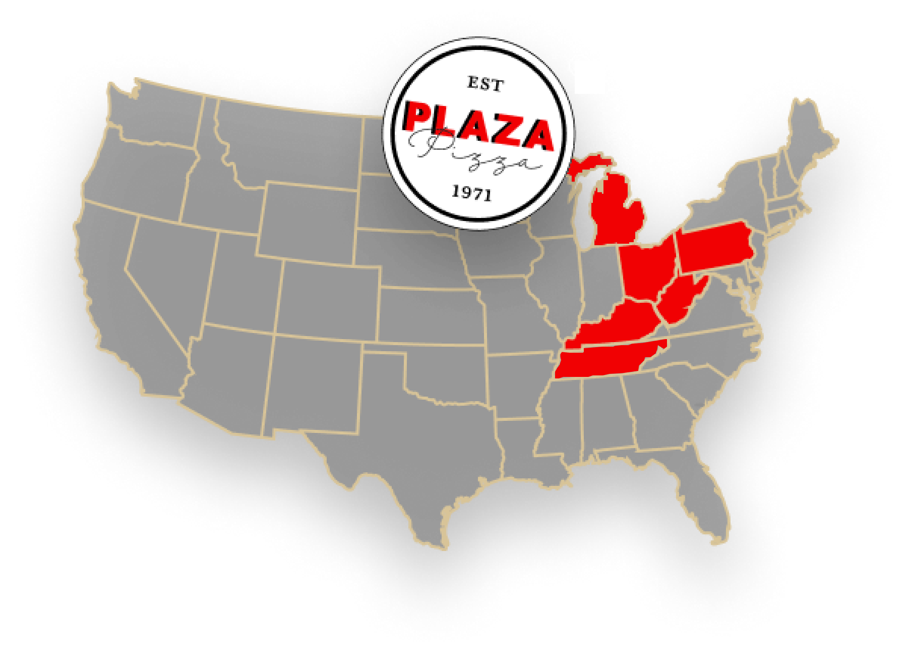 A map of the united states showing the location of plaza