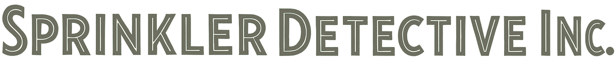 Sprinkler Detective Inc. logo in a shaded, vintage font.