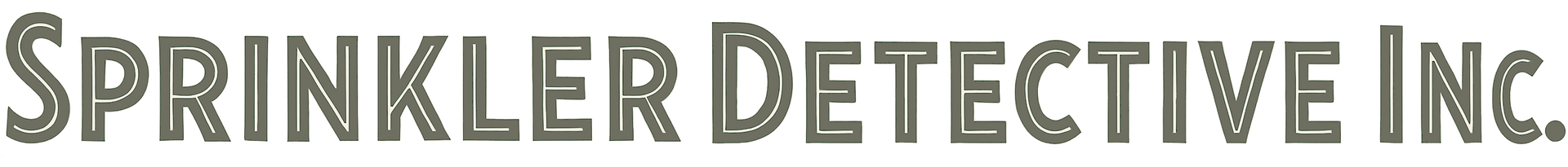 Sprinkler Detective Inc. logo in a shaded, vintage font.