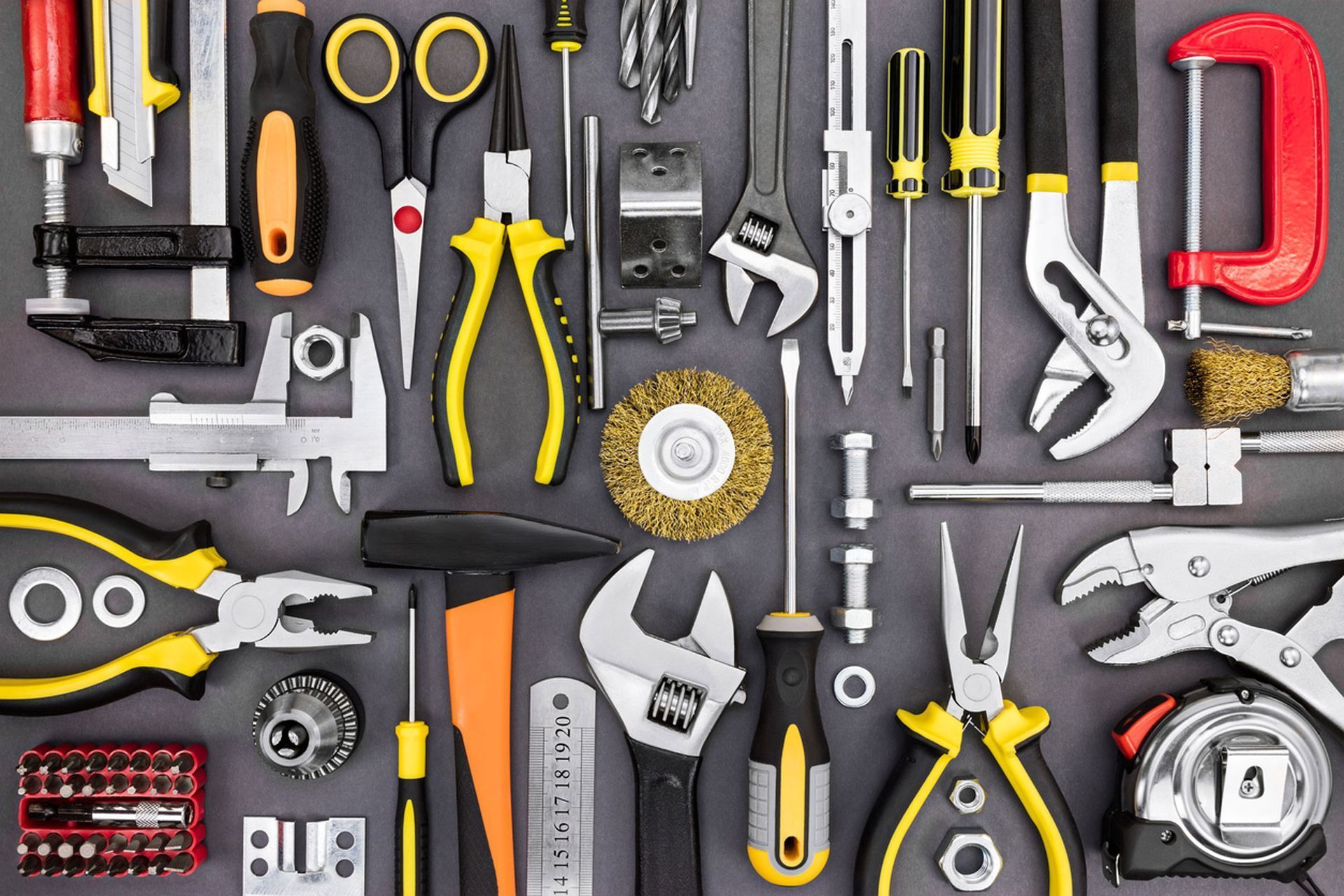 There are many different types of tools on the table.