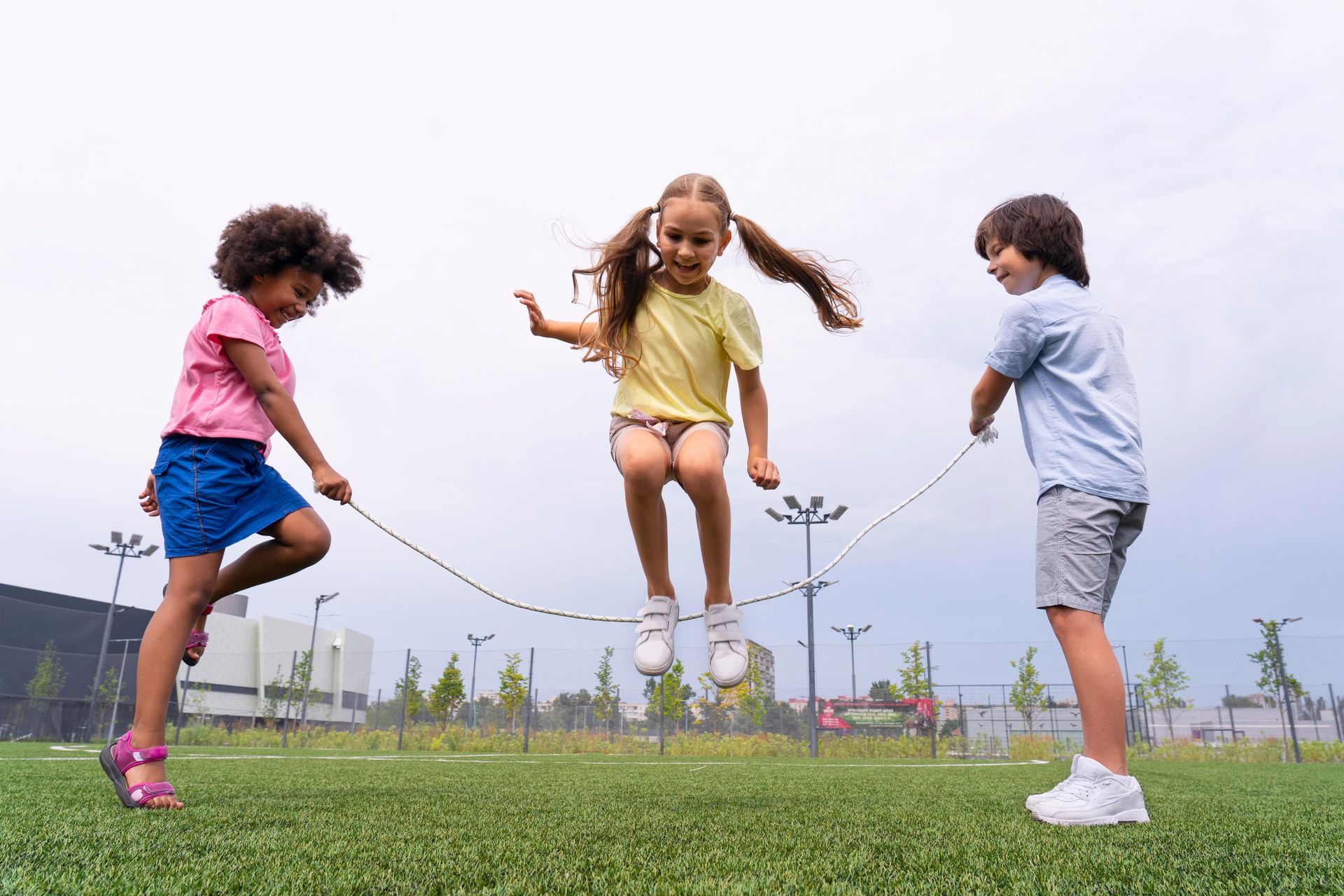 Girls jumping rope