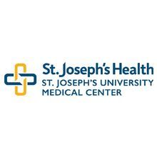 Logo for St. Joseph's Health, a medical center, featuring a blue and gold cross symbol.