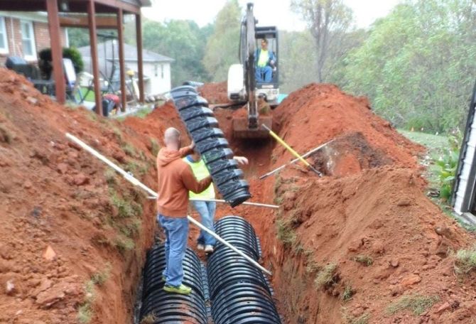 Pipes being laid in the ground